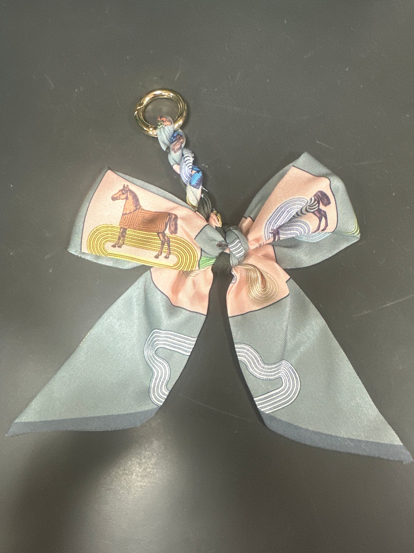 BRAIDED SCARF BOW PURSE CHARM