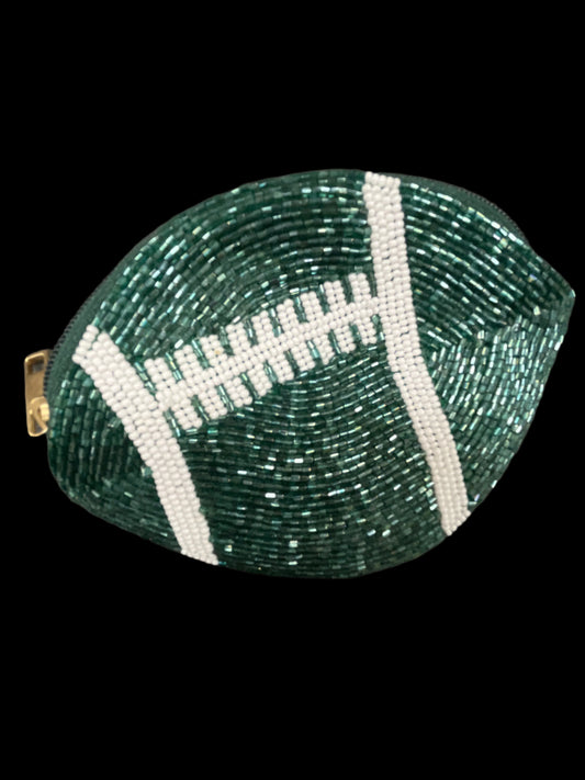 GREEN BEADED COIN PURSE