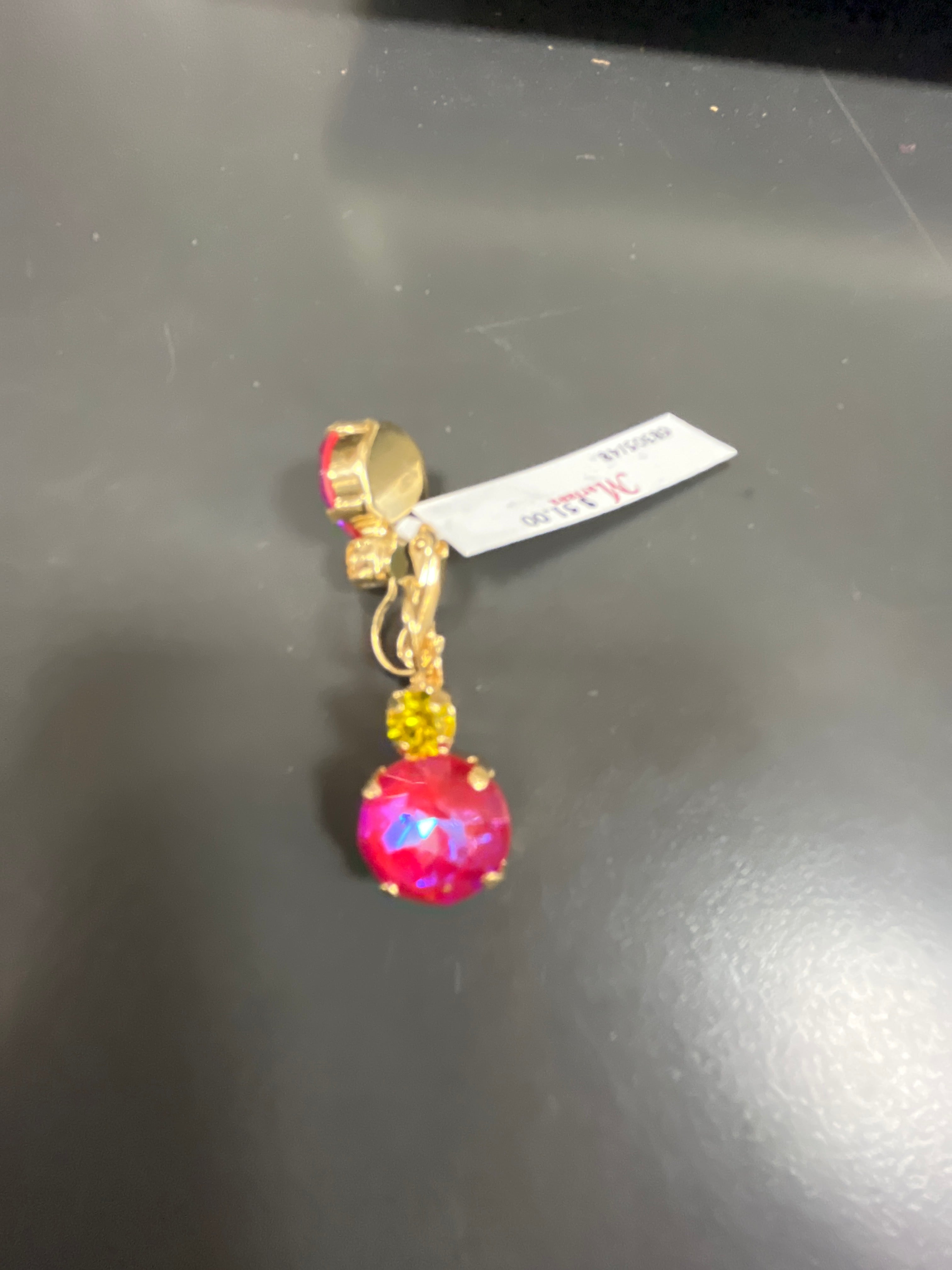 MARIANA - EARRINGS - GOLD - PINK LARGE STONE WITH SMALL YELLOW STONE