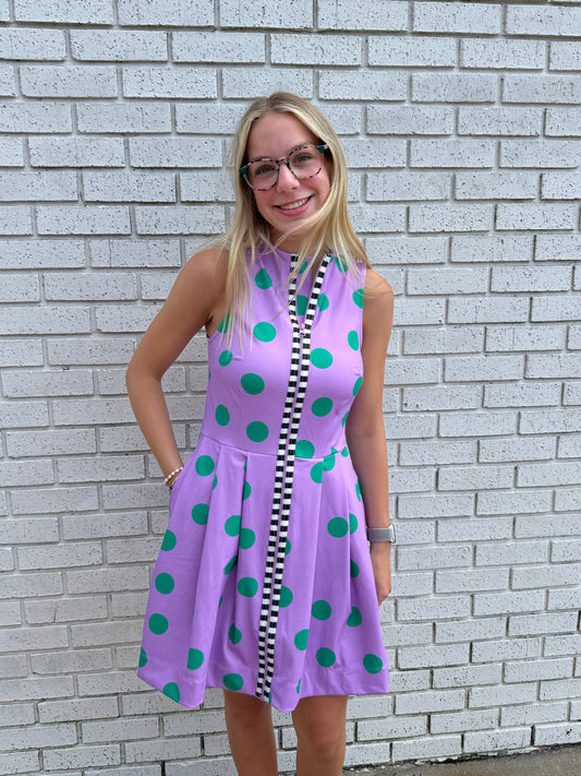 PURPLE W/GREEN DOT SPORT MODE ATHLETIC DRESS