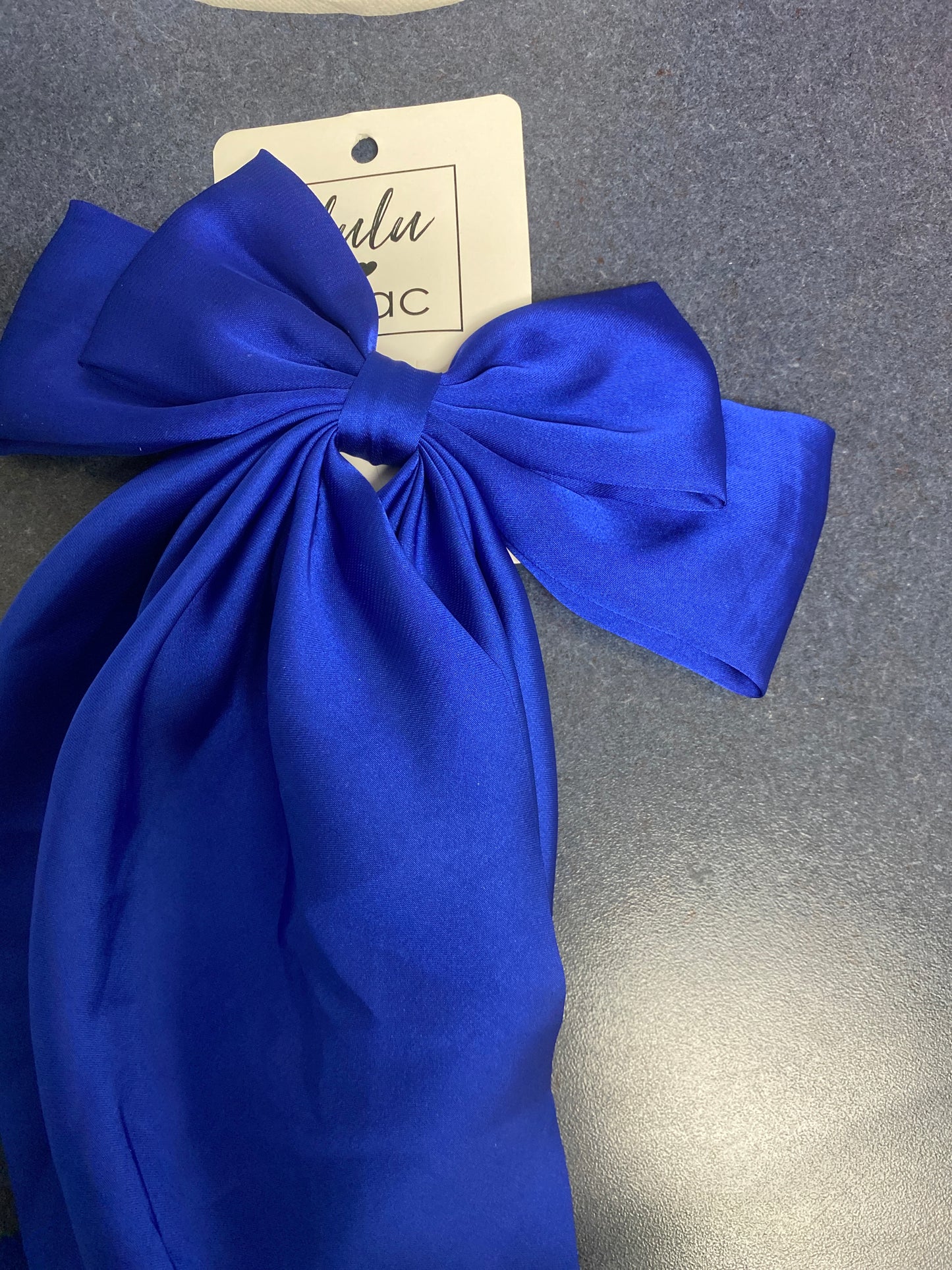 LARGE SATIN BOW - BLUE