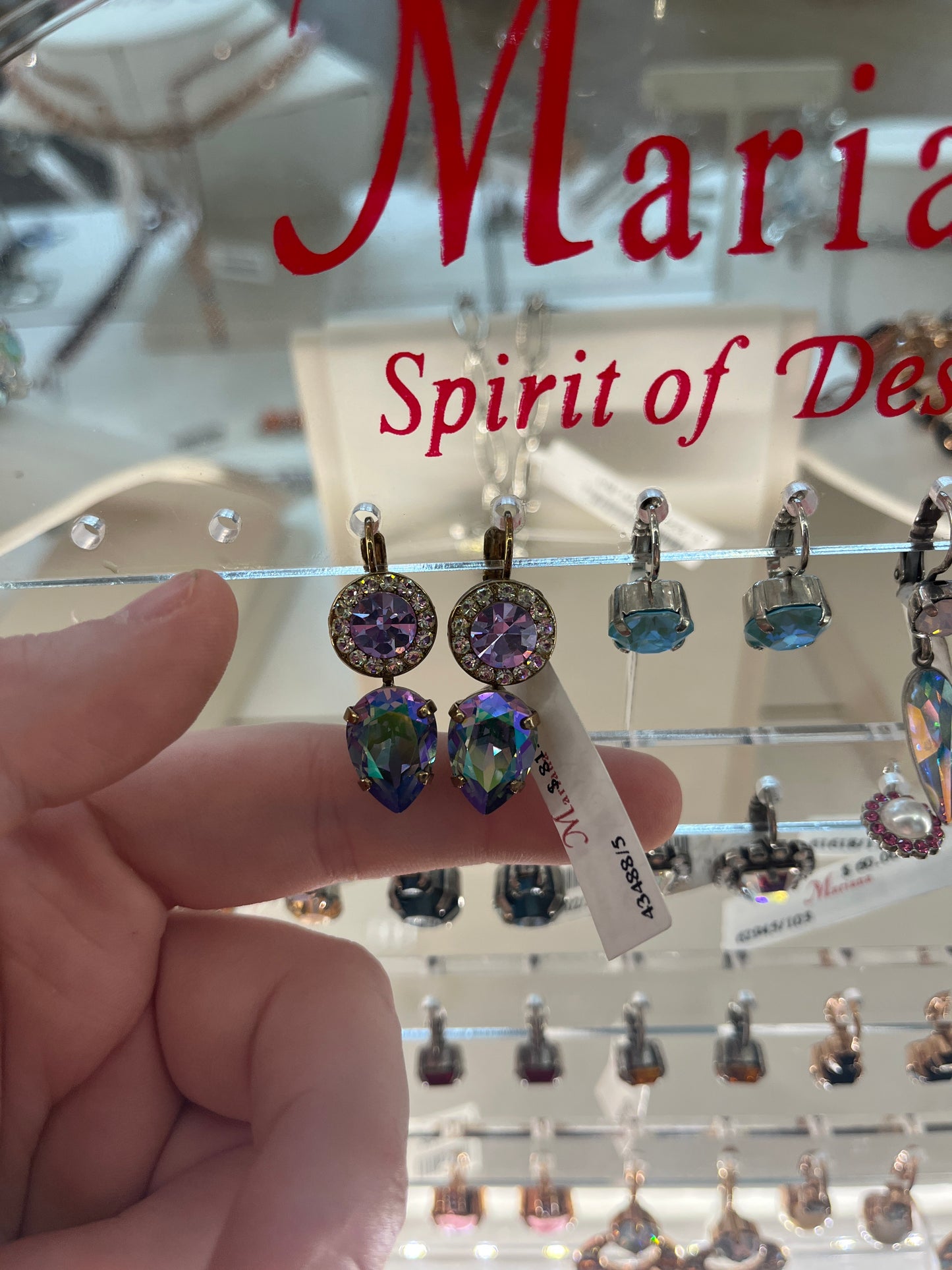 LAVENDER CRYSTAL AND TEAR DROP EARRINGS