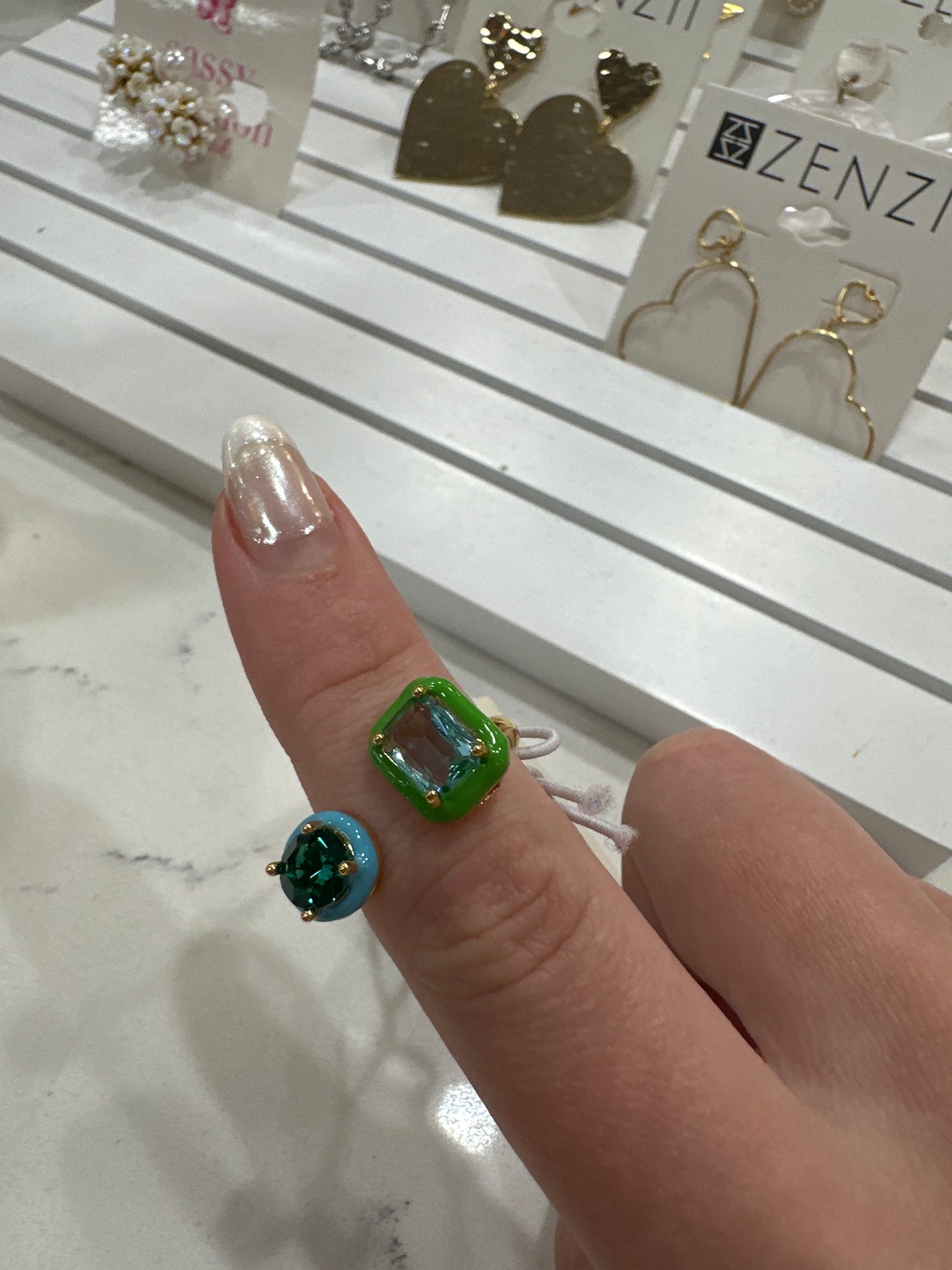 ENAMEL & CRYSTAL ADJUSTABLE RING - GREEN - Pharm Favorites by Economy Pharmacy