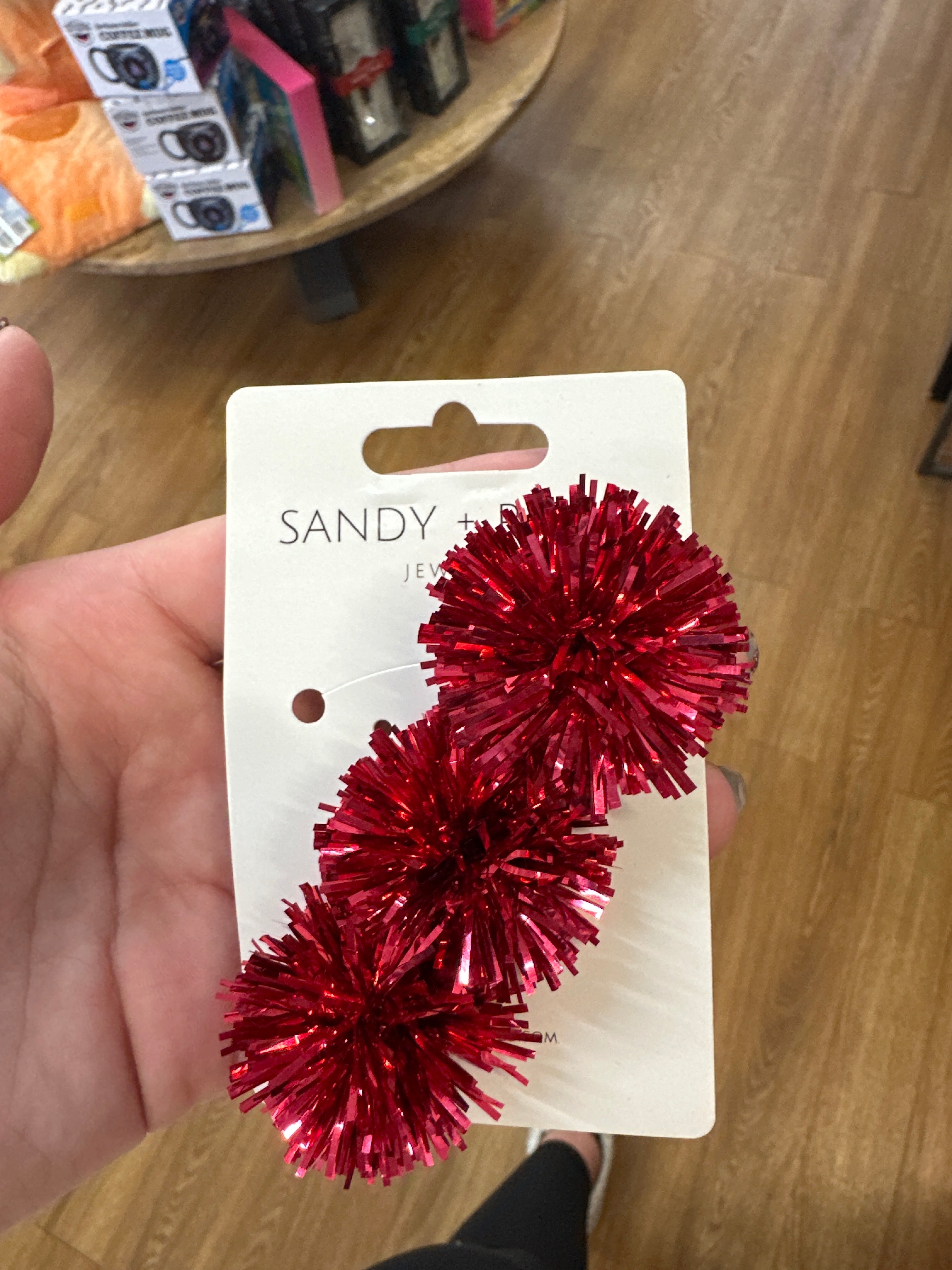 RED POM POM HAIR CLIP