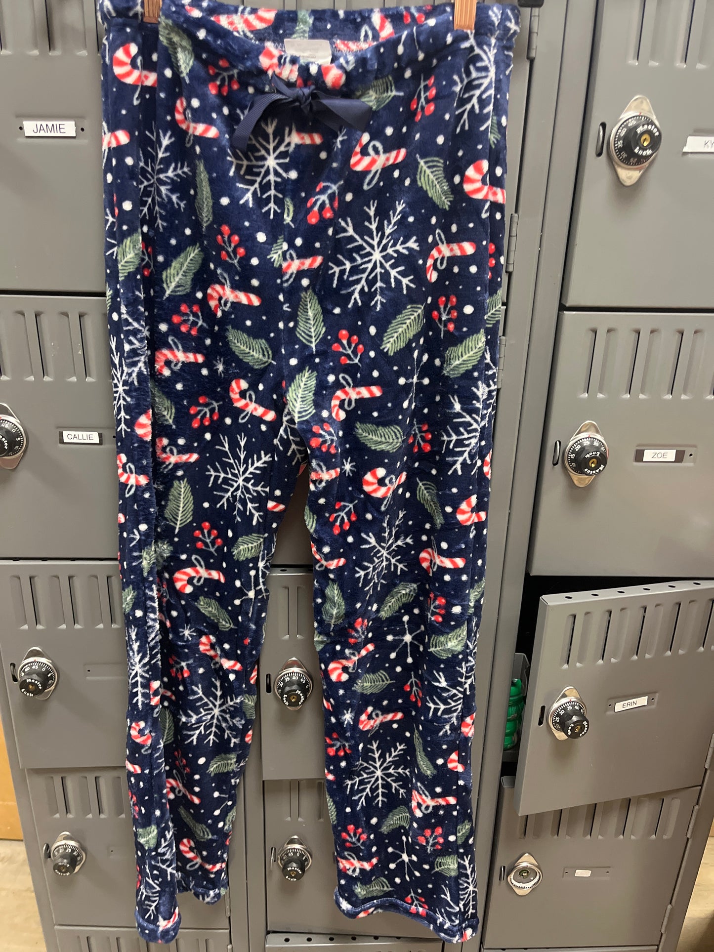 NAVY CANDY CANE FLEECE PJ PANTS