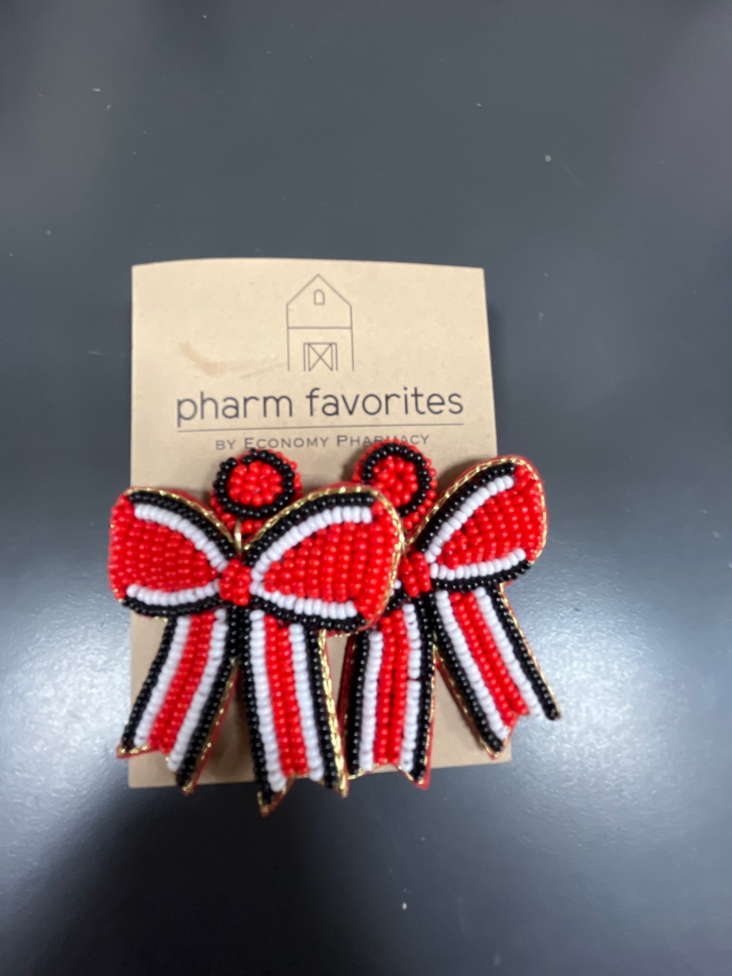 SEED BEAD BOW 2.75" GAME DAY EARRING