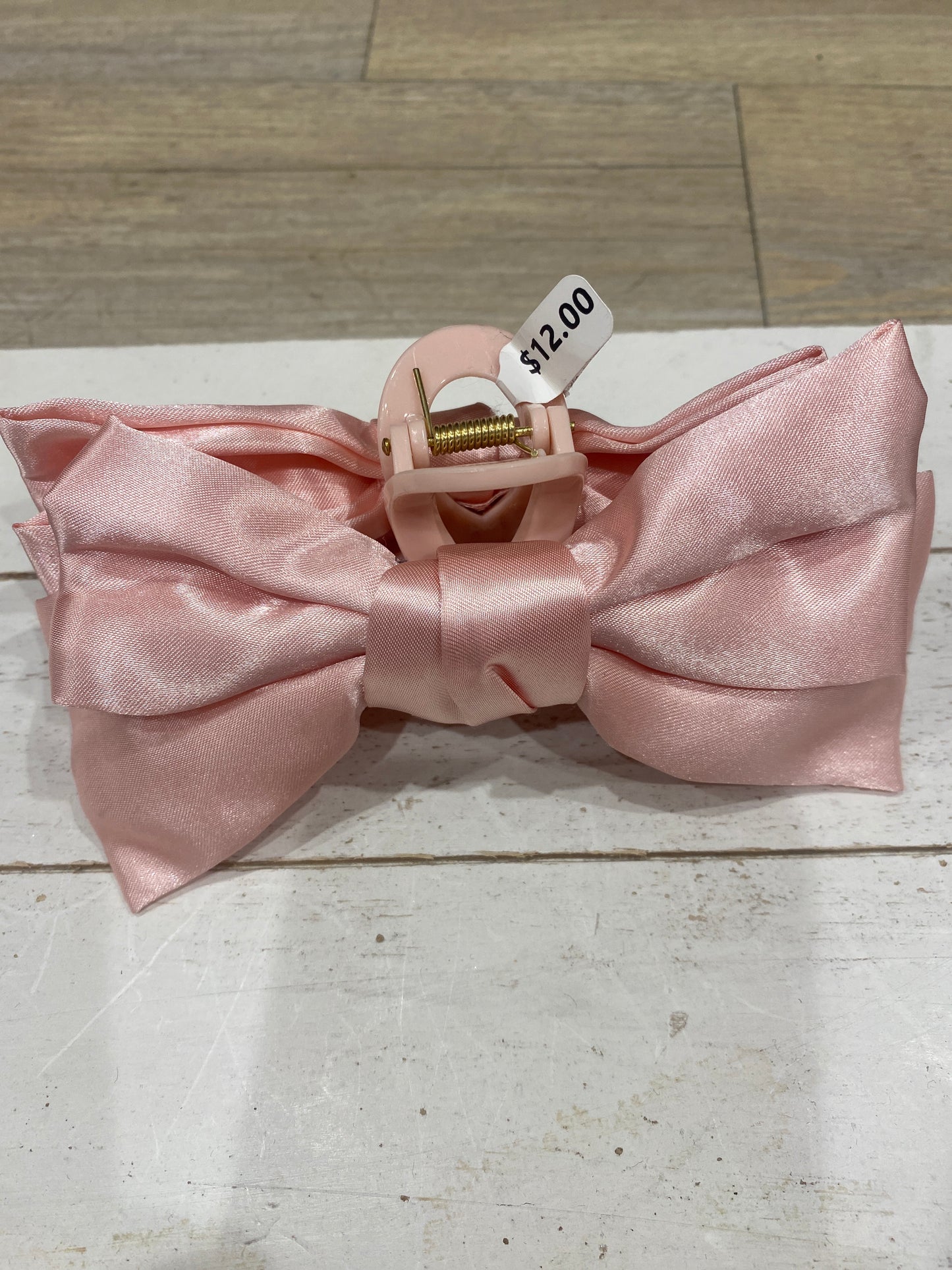 CLAW CLIP W/BOW - PINK