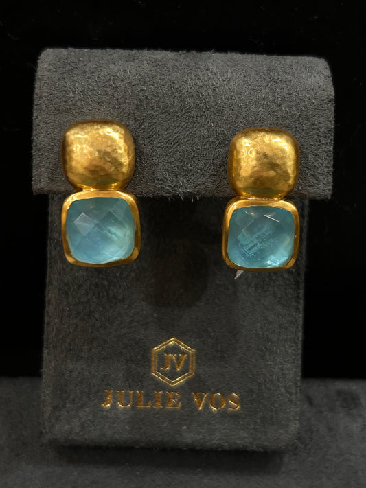 CATALINA EARRING GOLD IRIDESCENT BAHAMIAN BLUE