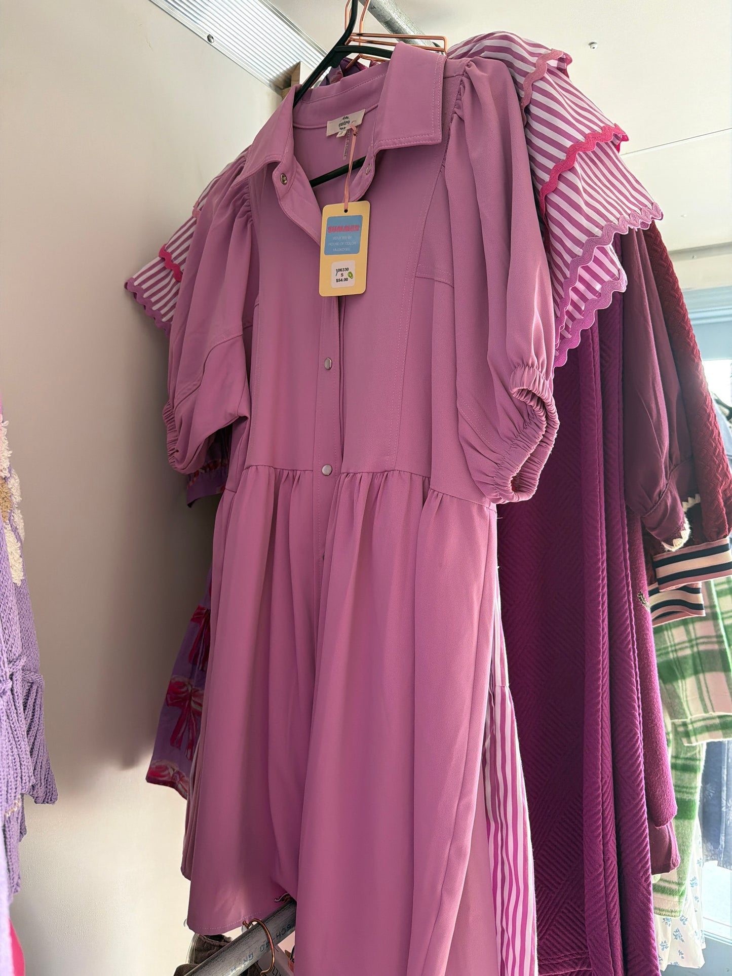 LAVENDER BUTTON DOWN DRESS - S
