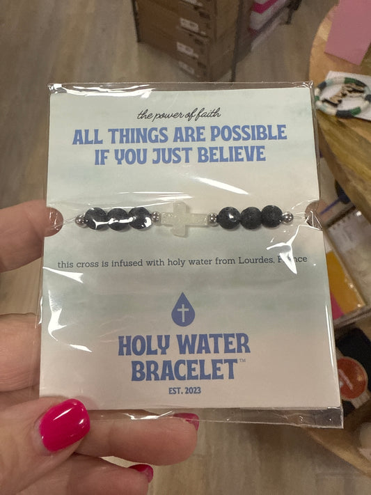 HOLY WATER MENS LAVA ROCK BRACELET IN SILVER