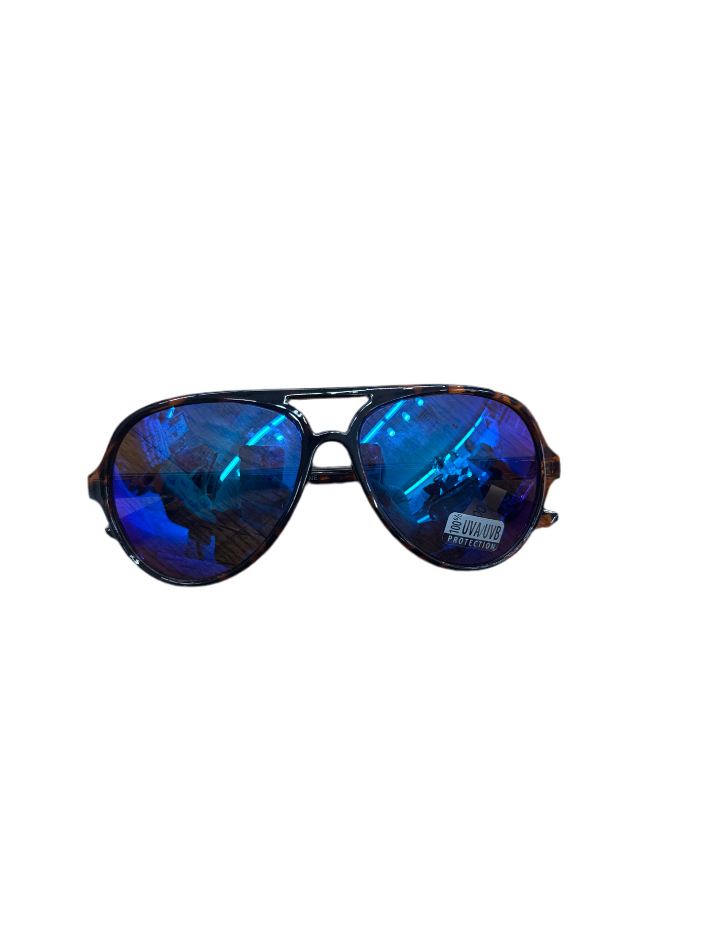 TORTOISE AVIATORS W/ BLUE LENS