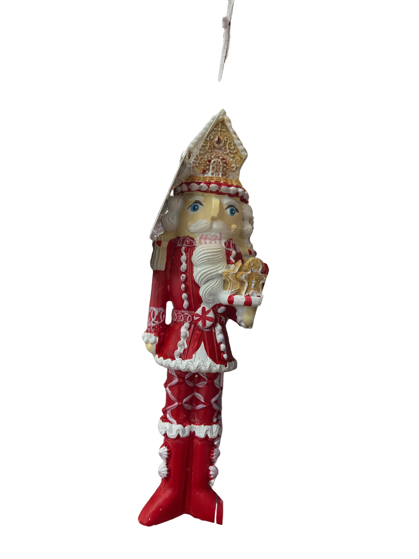 RAZ ORNAMENT-NUTCRACKER WITH GINGERBREAD HOUSE HAT