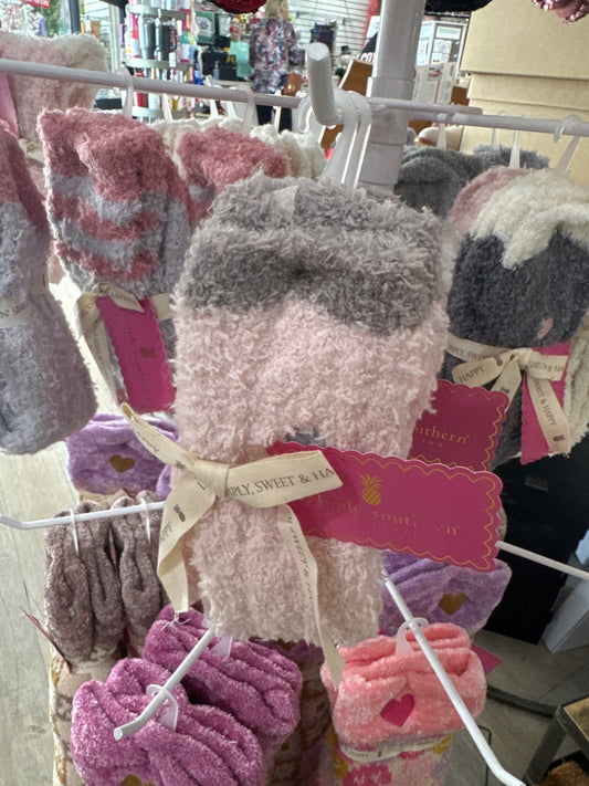 SOFT N COZY SOCKS - STRIPE - GREY/PINK