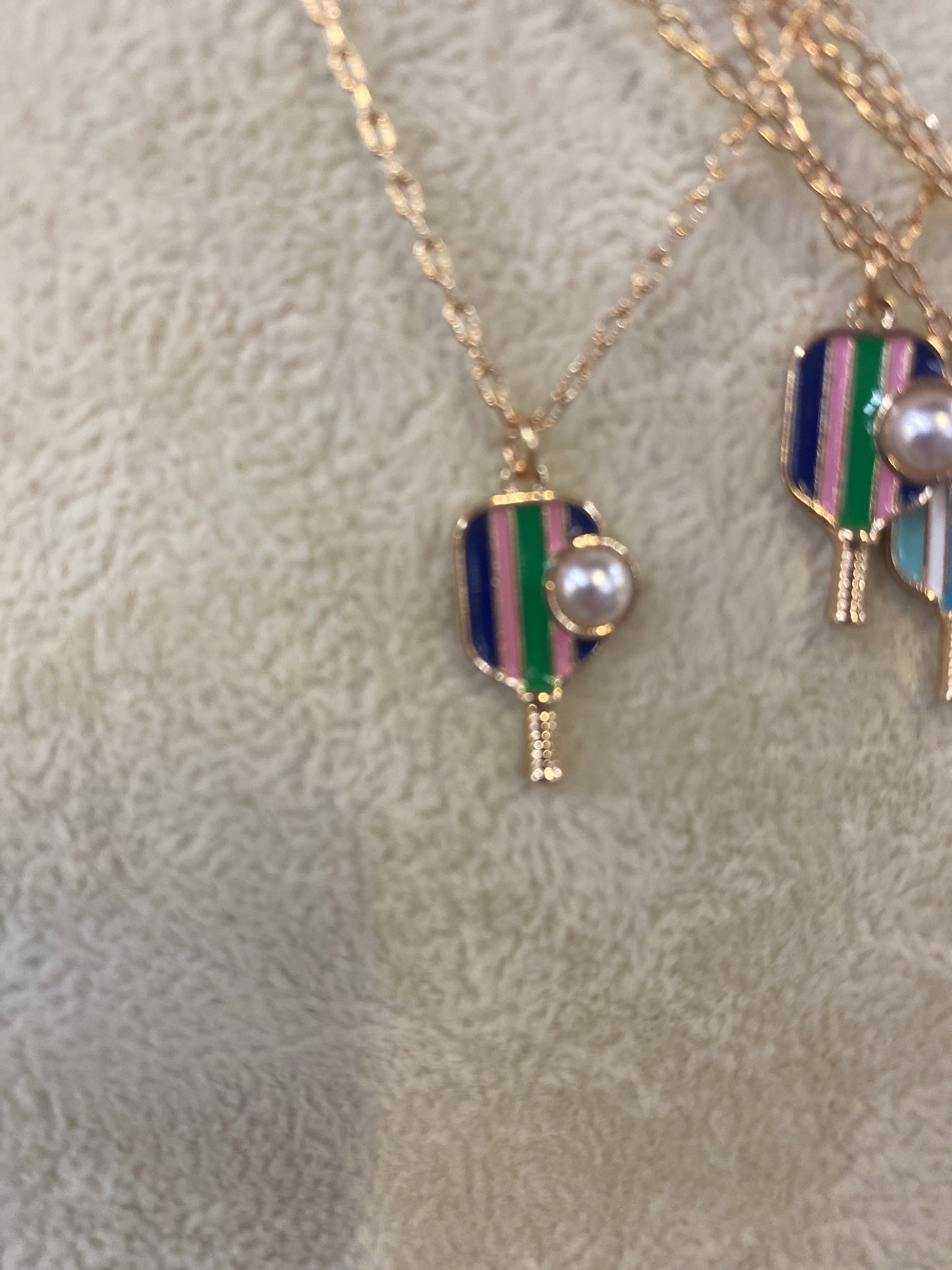 PICKLEBALL NECKLACE- PINK NAVY GREEN