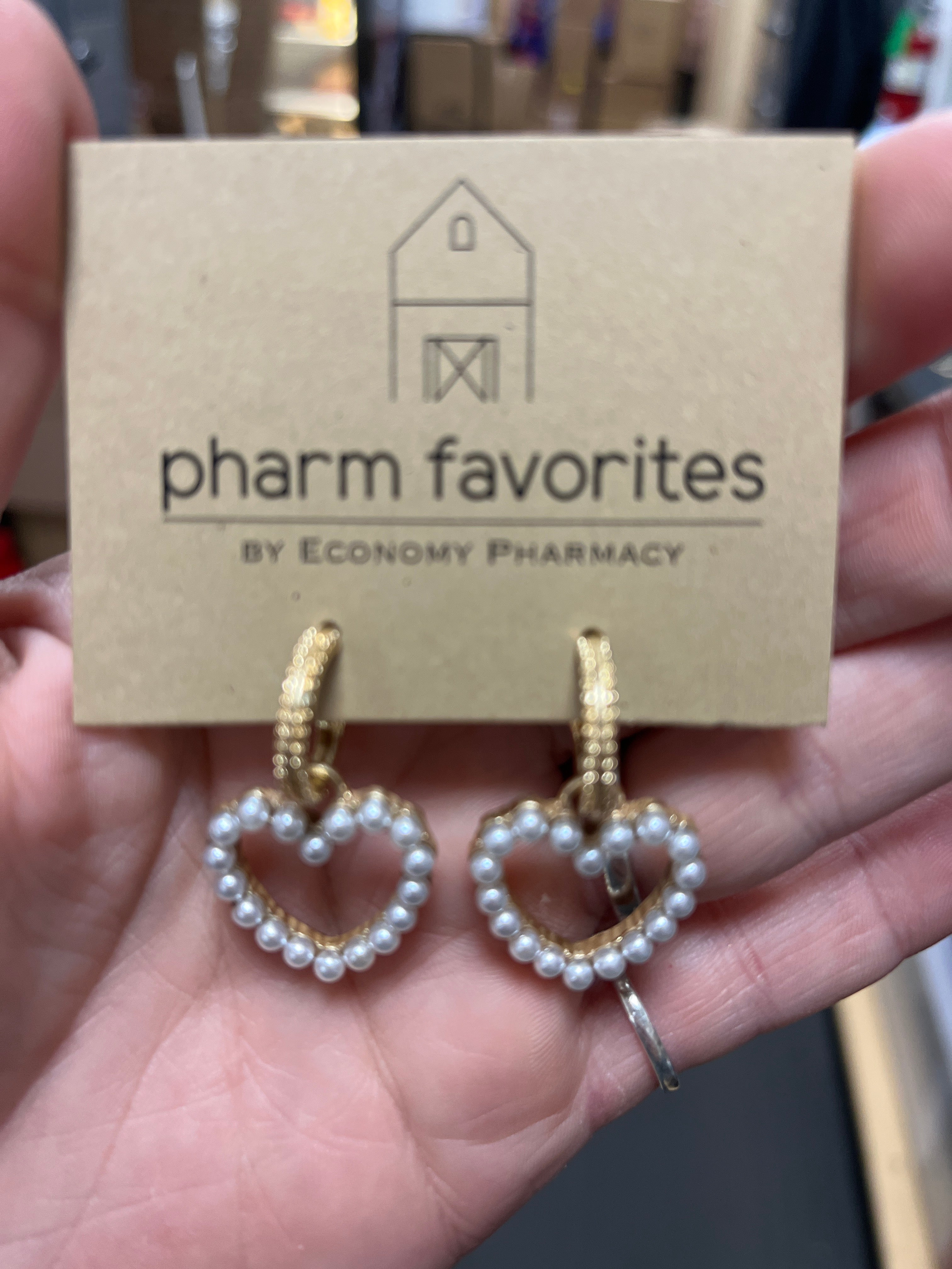 GOLD HOOP & PEARL HEART CHARM EARRINGS