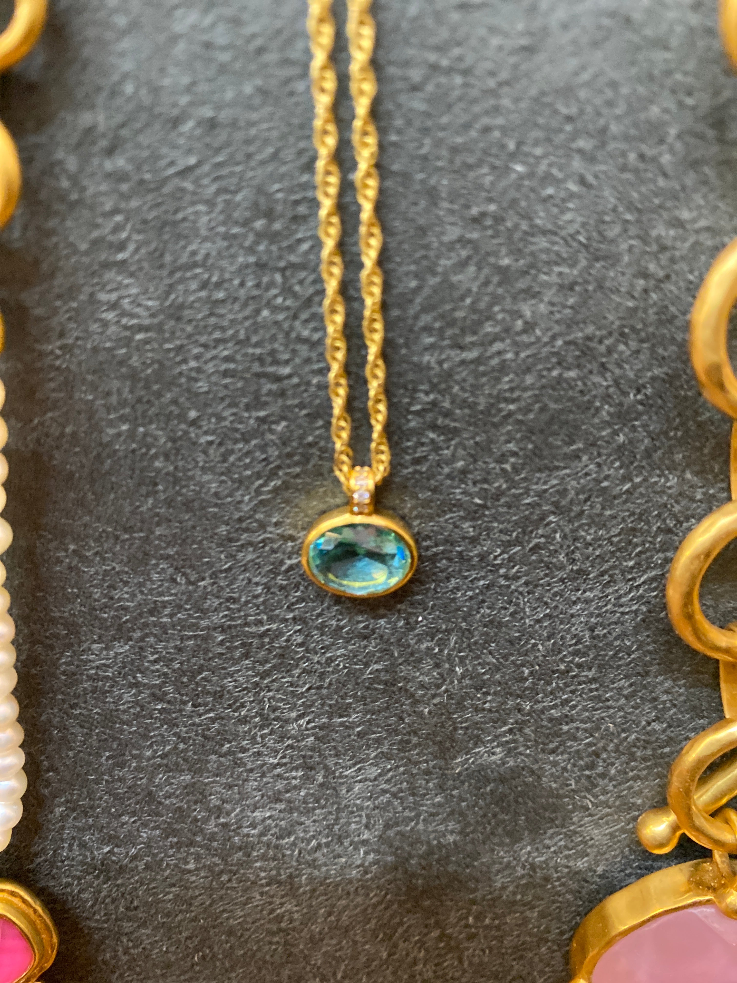 ANTONIA SOLITAIRE NKLC GLD BAHAMIAN BLUE