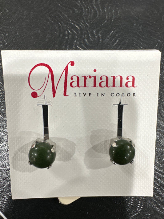 MARIANA EARR-SLVR STUDS-DK GREEN