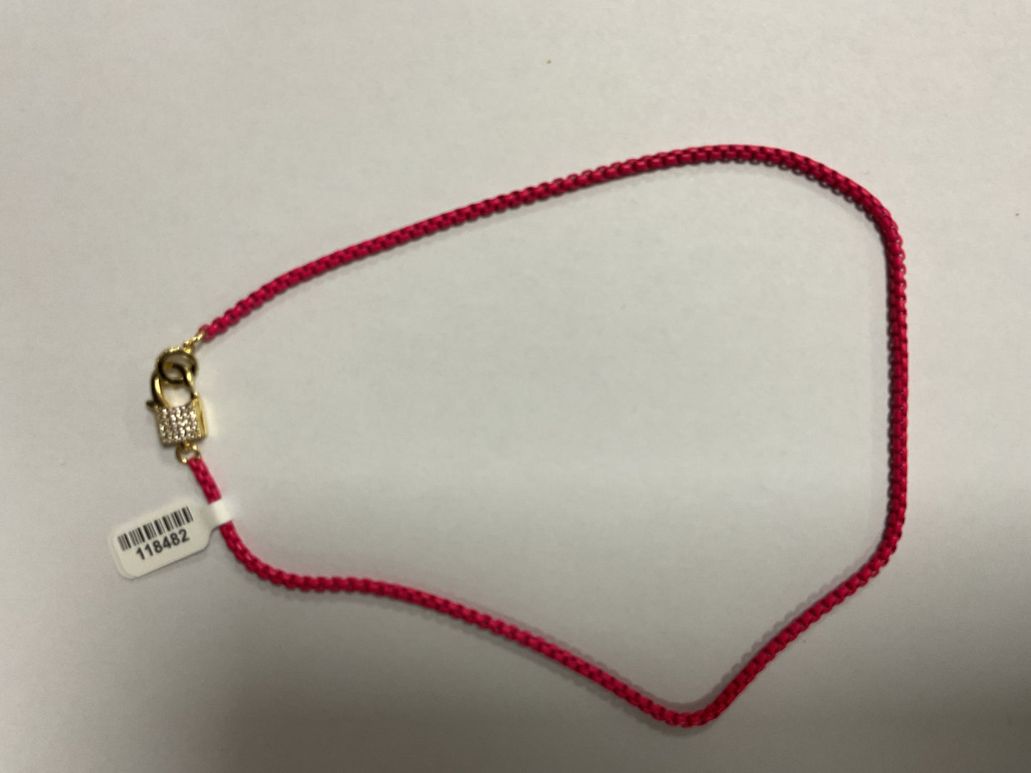 METAL COLORED LINK NECKLACE WITH PAVE LOBSTER CLAW CLASP