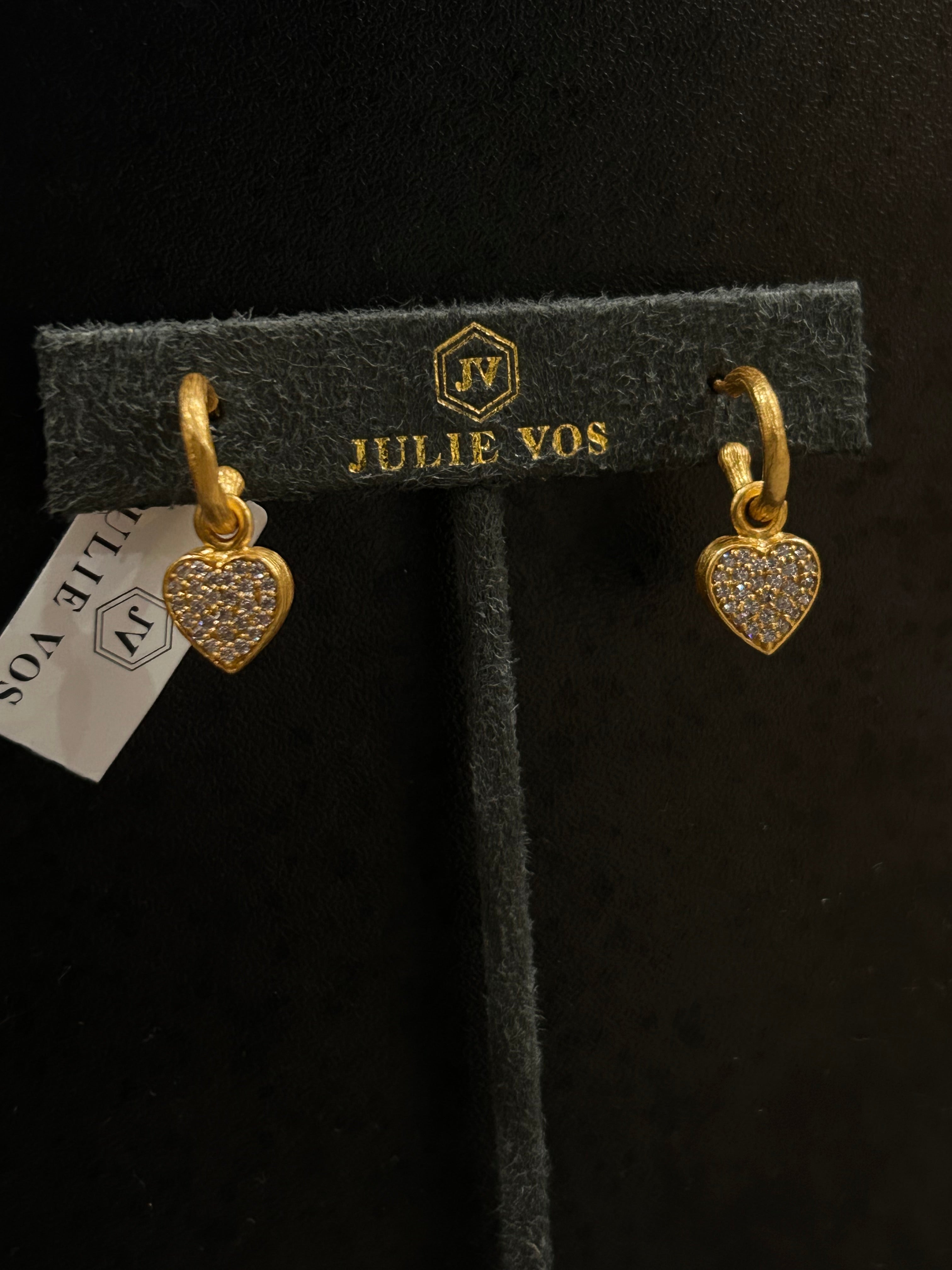 HEART PAVE DEMI HOOP & CHARM GOLD WHITE CZ