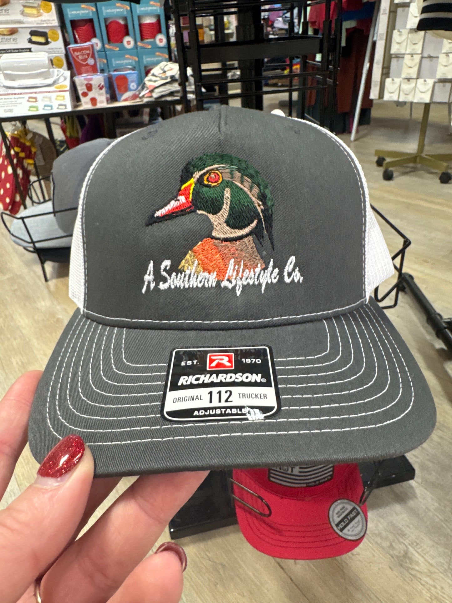 WOOD DUCK RETRO HAT - CHARCOAL/WHITE