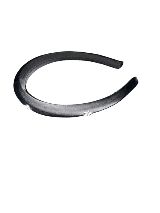 BLACK HEADBAND WITH SILVER BOWS