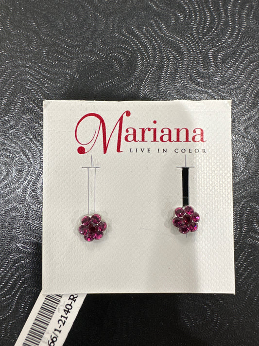 MARIANA EARRINGS -SLVR - SM FLOWER FUSCHIA