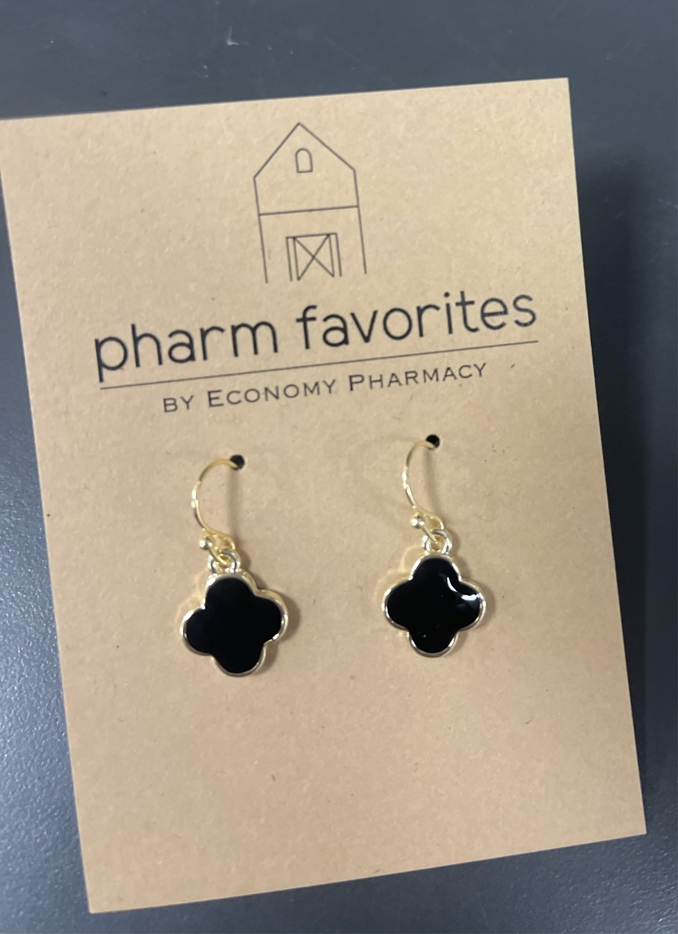 BLACK CLOVER DANGLE EARRINGS - GOLD