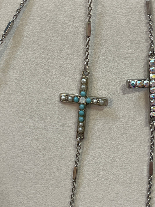 SLVR TURQ CROSS BRCLT