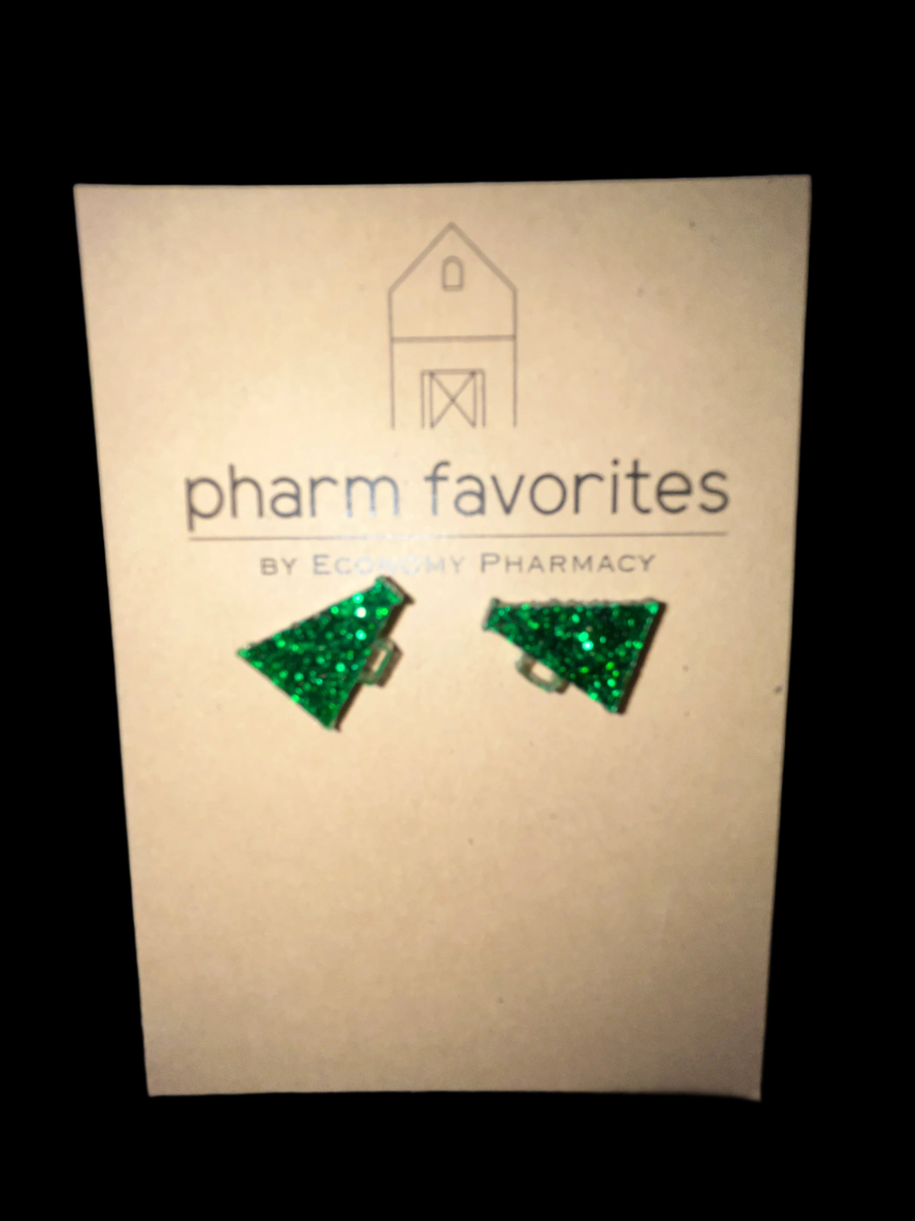 GLITTER ACRYLIC MEGAPHONE STUD EARRINGS