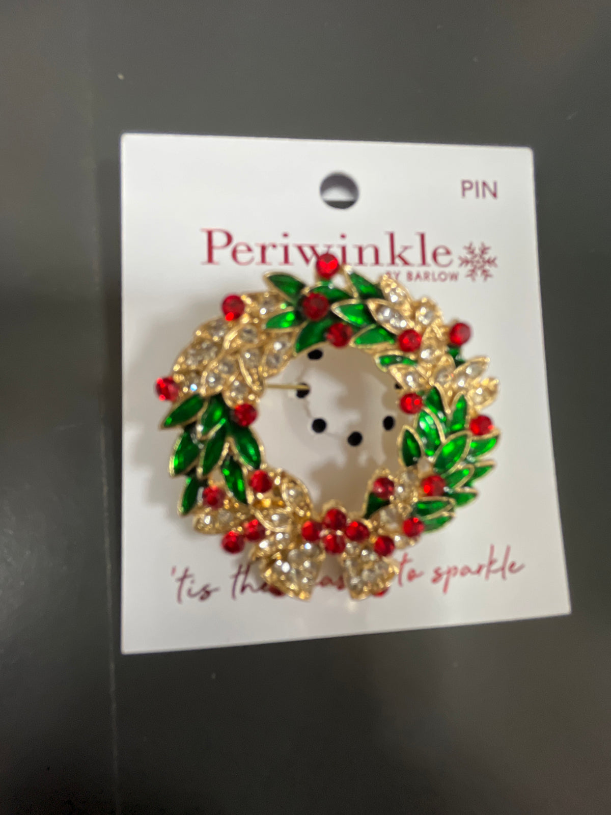 WREATH WITH BELLS & CRYSTALS PIN