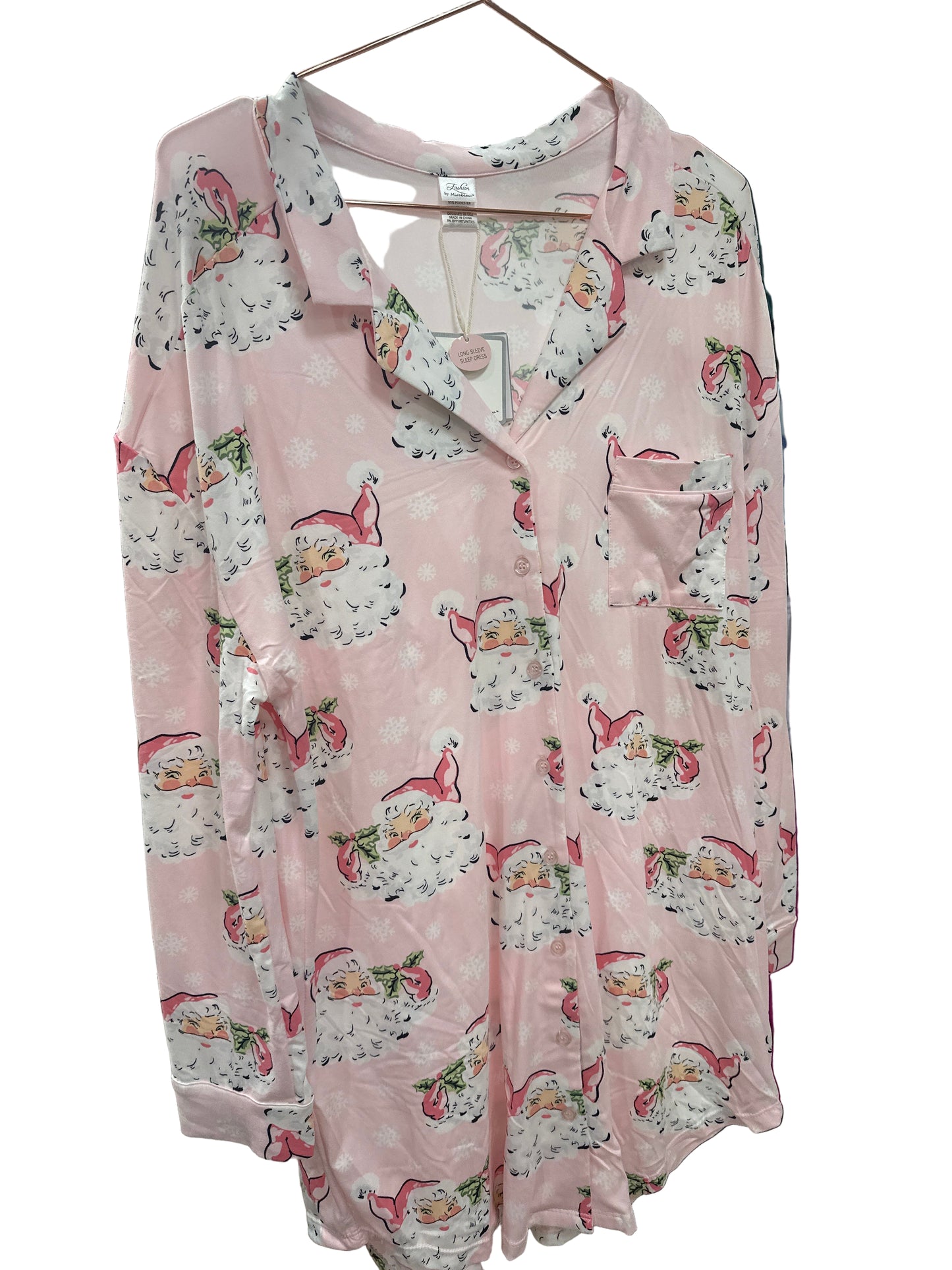 VINTAGE BLUSH ST. NICK LONG SLEEVE SLEEP DRESS