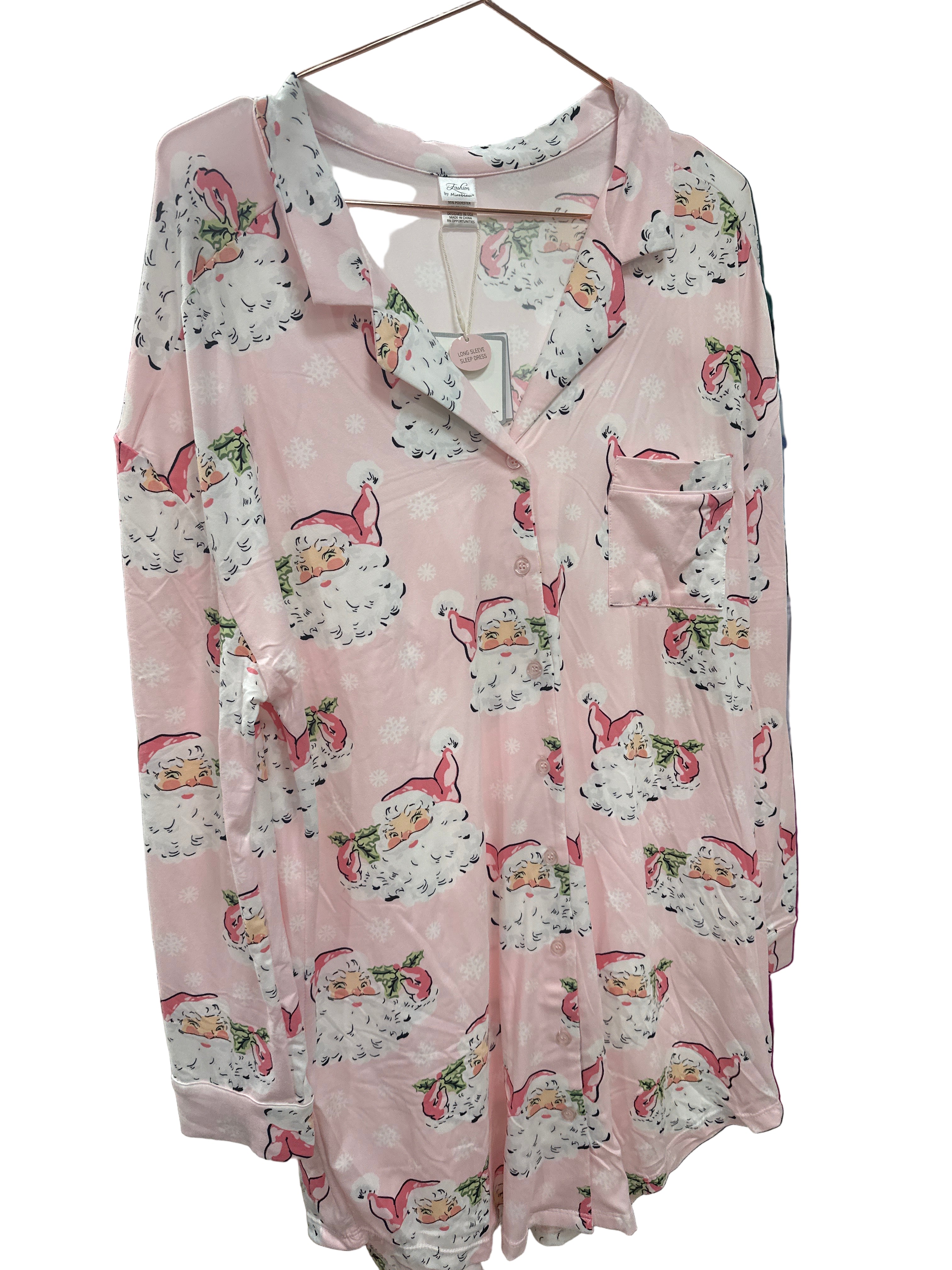 VINTAGE BLUSH ST. NICK LONG SLEEVE SLEEP DRESS