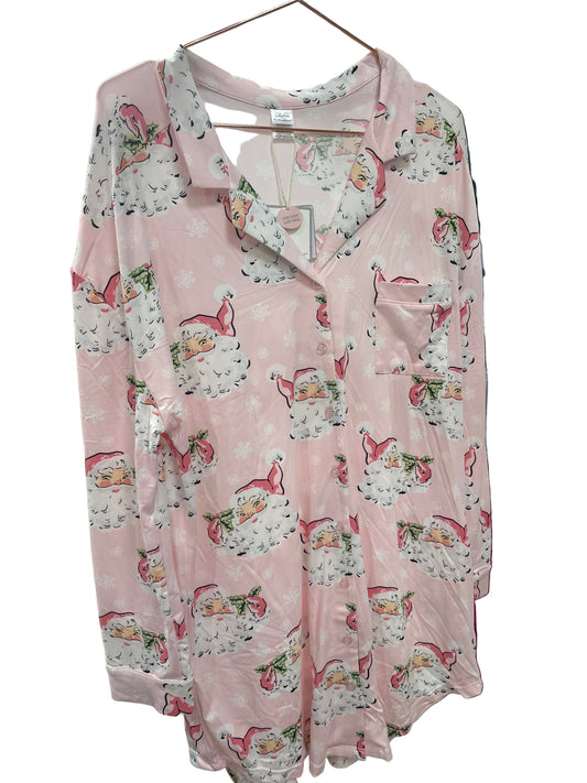 VINTAGE BLUSH ST. NICK LONG SLEEVE SLEEP DRESS