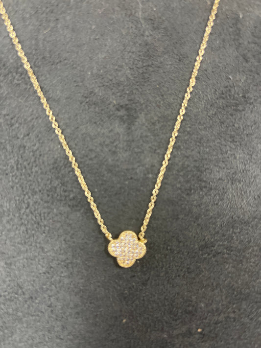 PAVE CLOVER NECKLACE