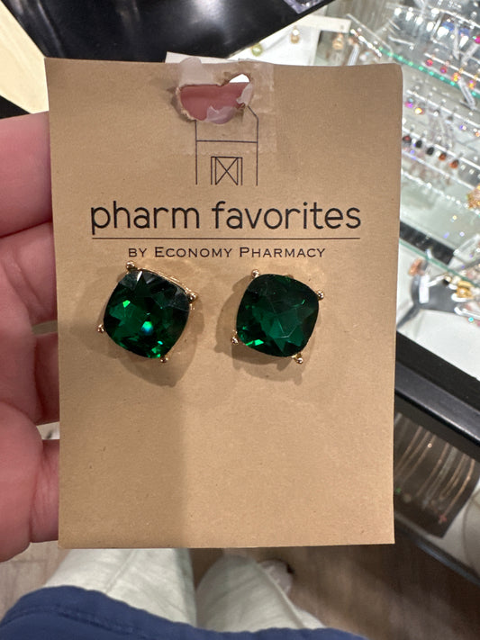 JULIEN STONE STUD EARRINGS - GREEN