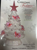 7.5" CERAMIC IRIDESCENT WHITE & PINK BOWS TREE