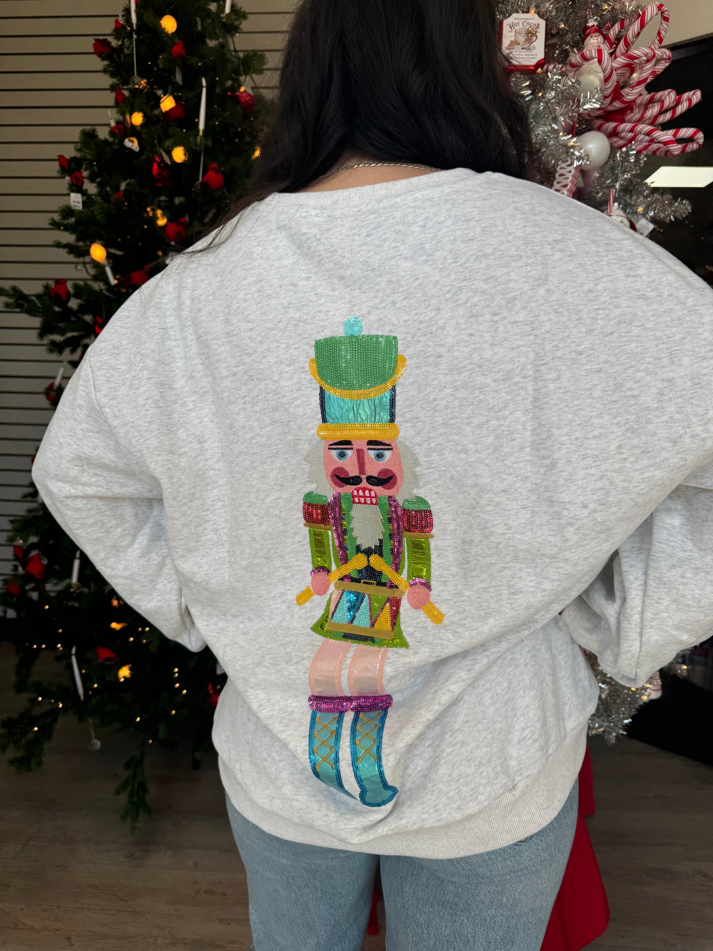 Grey Colorblock Drummer Nutcracker Sweatshirt