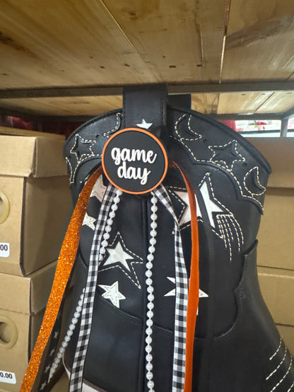 BOOT BUTTONS - GAME DAY - BLK/ORG - Pharm Favorites by Economy Pharmacy