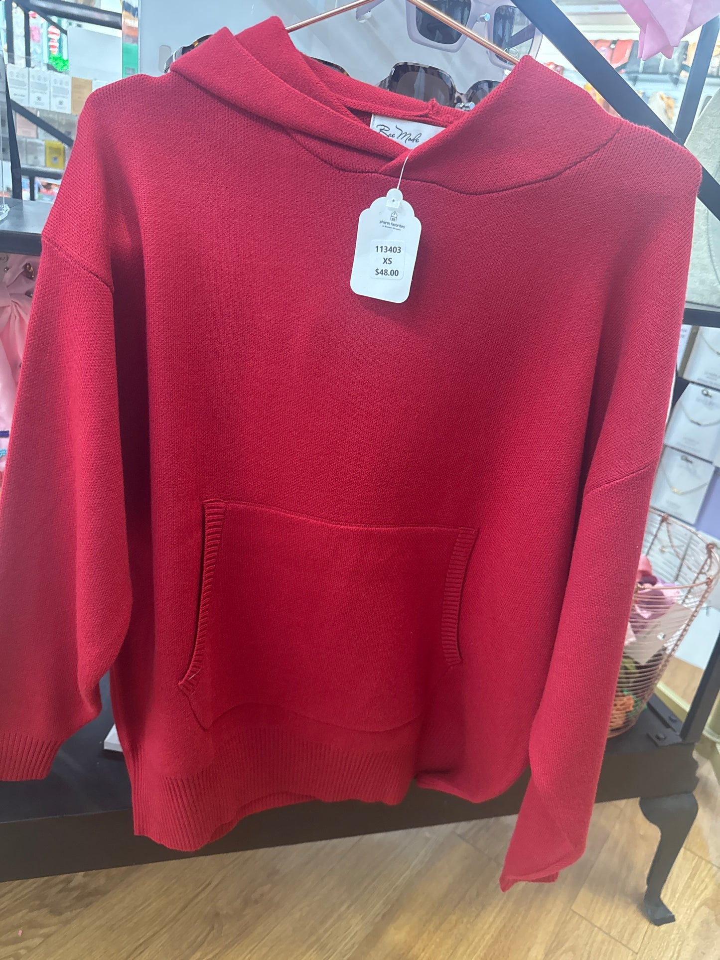 OVERSIZED HOODIE SWEATER - TRUE RED