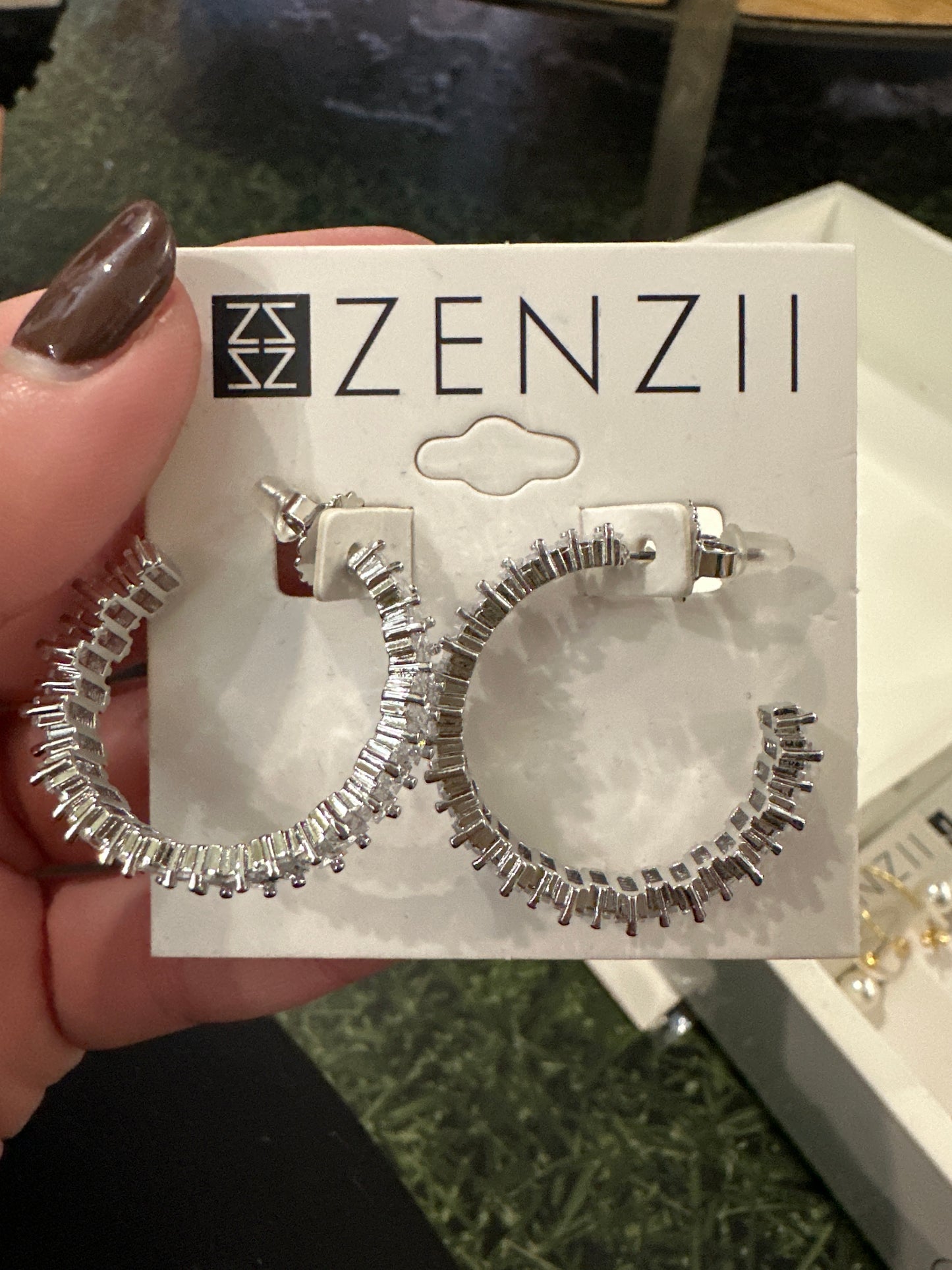 MEDIUM STACKED CRYSTAL HOOPS -SLVR/CLEAR