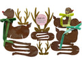 ACRYLIC REINDEER BROWN WITH GOLD ANTLERS - BLUE/GREEN