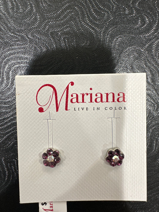 MARIANA EARRINGS -SLVR SM FLOWER PURPLE