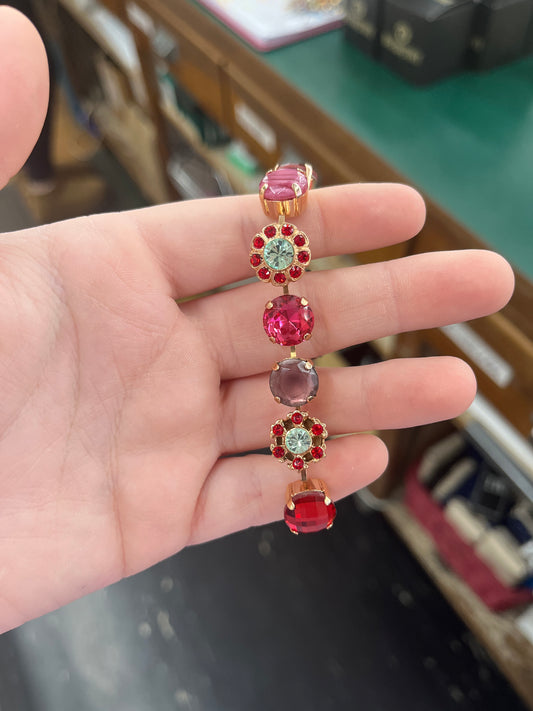 RG LG BRCLT - FLWRS, RED, PNK, PRPL, LT BLUE & RED STONES