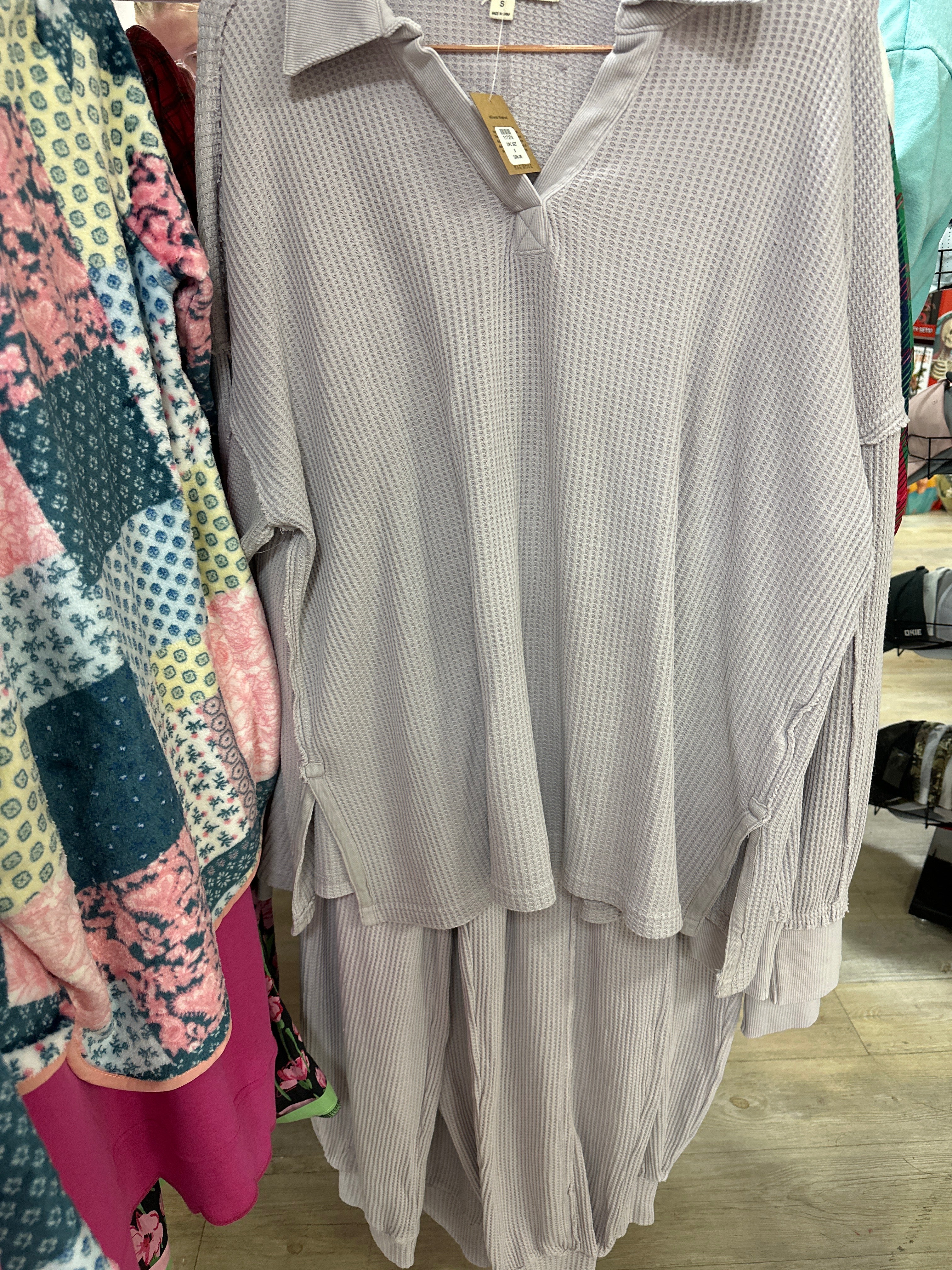 DUSTY LAVENDER WAFFLE KNIT TUNIC & PANT