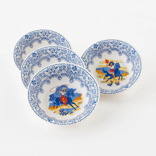 Cowboy & Cowgirl Paper Plate St/4, 2 Asst, Melamine