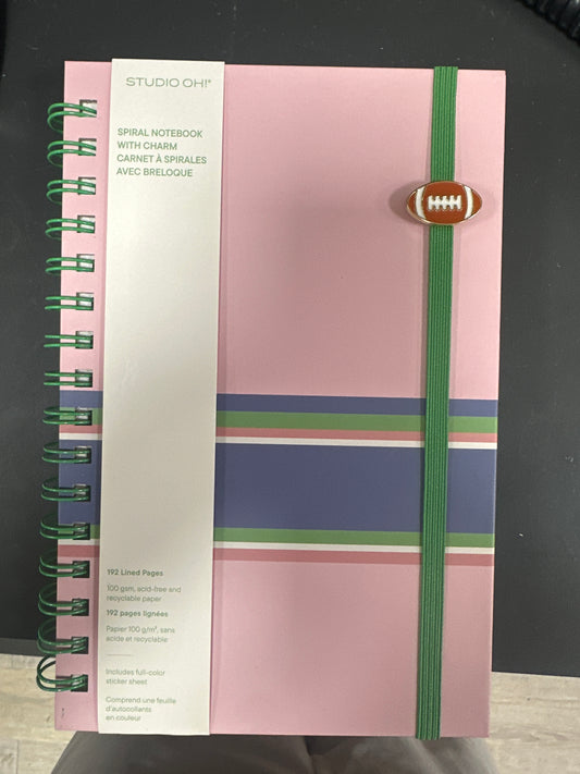 STRIPED EXPRESSIONS MEDIUM SPIRAL NOTEBOOK WITH ENAMEL CHARM