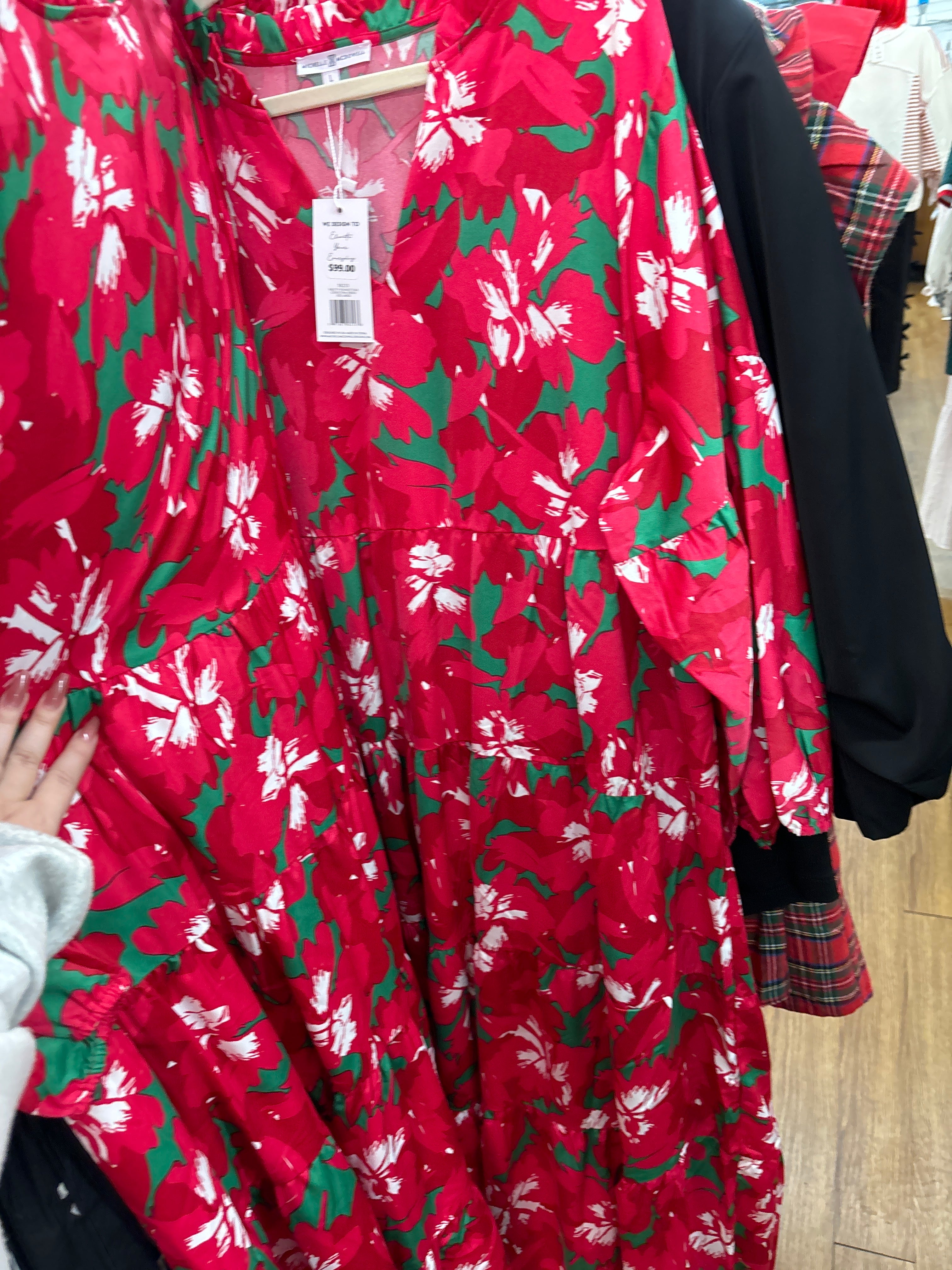 PRETTY POINSETTIAS DRESS - L
