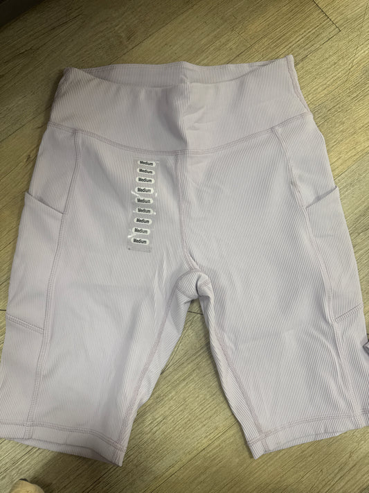 LAVENDER RIBBED BIKER SHORTS W/POCKETS