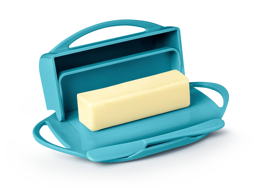 BUTTERIE FLIP BUTTER DISH W/SPREADER - AQUA