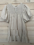 PINSTRIPE DRESS - CREAM AND WHITE